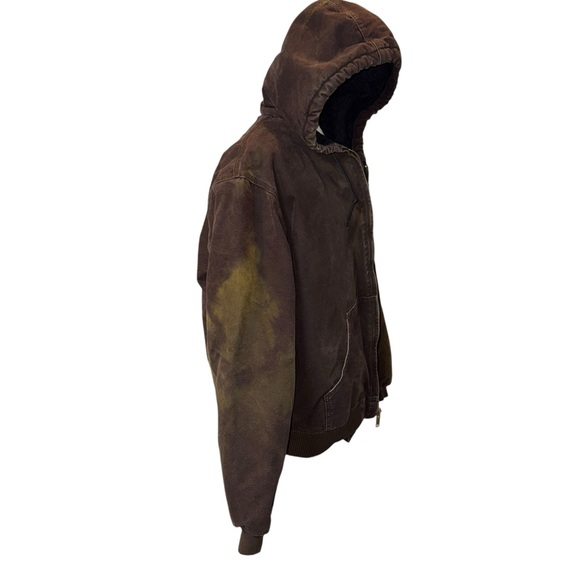 Vintage Carhartt J130 Brown Duck Canvas Y2K Jacket Distressed Grunge Hooded - Picture 5 of 14